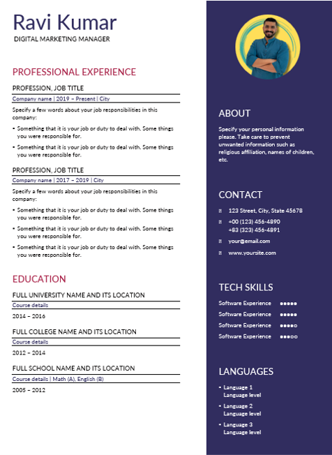 resume writing for digital marketing truecv